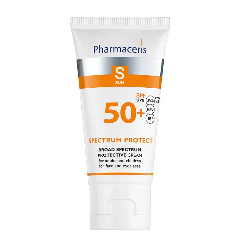 Pharmaceris S Spectrum Protect Crema protectora de amplio espectro FPS 50+ para rostro y contorno de ojos, adultos y niños 50ml