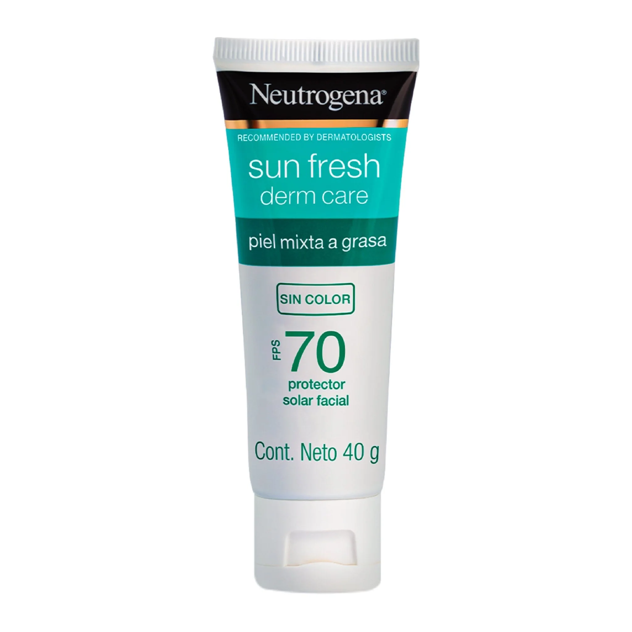 Neutrogena Sun Fresh Derm Care Protector solar facial Sin color FPS 70 40gr - Imagen 2