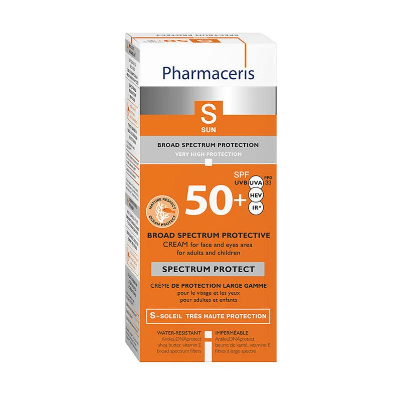 Pharmaceris S Spectrum Protect Crema protectora de amplio espectro FPS 50+ para rostro y contorno de ojos, adultos y niños 50ml - Imagen 2